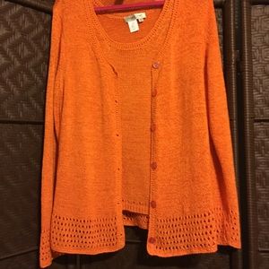 Cold water Creek orange Cardigan XL & Shell